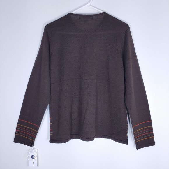 NWT Rafael Brown Striped Cardigan Acrylic & Wool - Picture 7 of 9